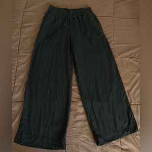 Black Linen Pants with elastic drawstring waistband